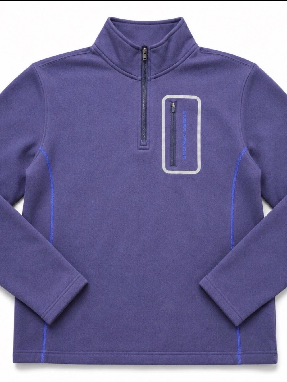 Under Armour Navy Blue Quarter-Zip Lightweight Fleece Pullover Light Blue Trim